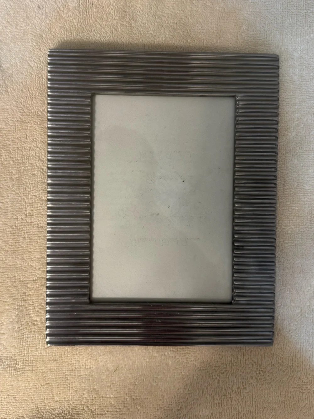 Ribbed Metal Pewter Picture Frame 4 1/2”x6 1/2”
